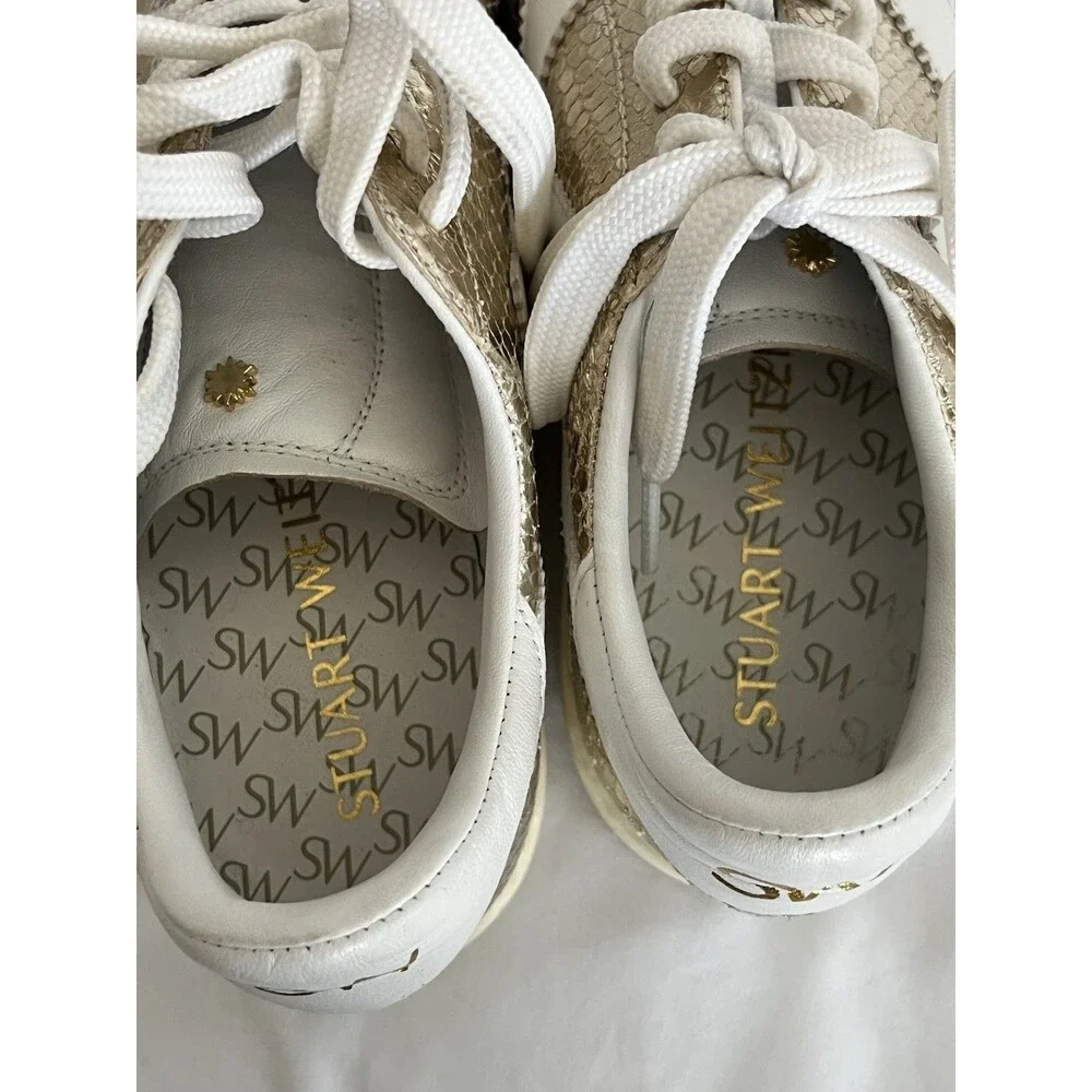 Stuart Weitzman Metallic Gold Sneakers Size 8B - Picture 8 of 11